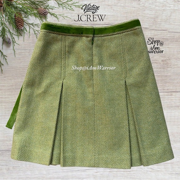 J.Crew vintage velvet belted herringbone pleated wool skirt *shop@iamwarrior - Picture 4 of 12